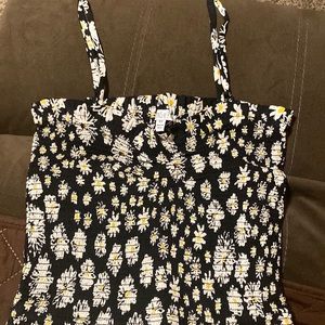 Black tank top with flowers